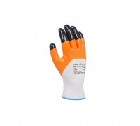 Knitted gloves with nitrile coating, partial coverage, orange, size 10 (4564)