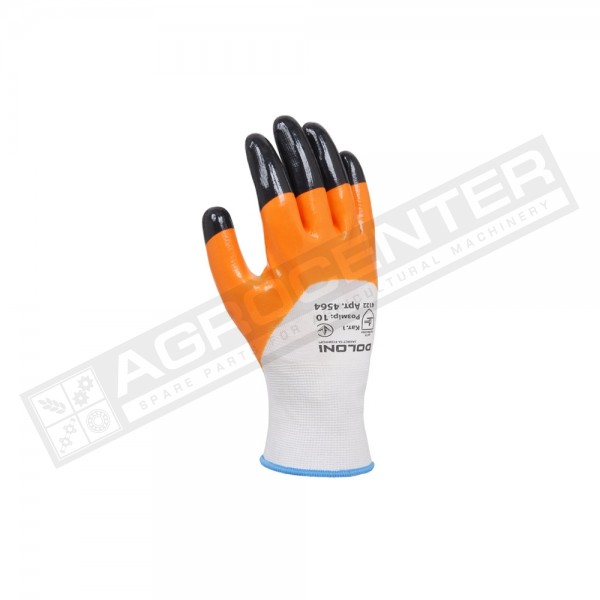 Knitted gloves with nitrile coating, partial coverage, orange, size 10 (4564) - 1
