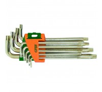 Set of L-shaped keys TORX T10-T50mm 9pcs CrV (medium with a hole) Grad (4022285)
