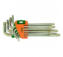 Set of L-shaped keys TORX T10-T50mm 9pcs CrV (medium with a hole) Grad (4022285)