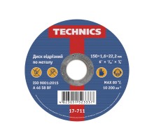 Круг відрізний по металу 150*1.6*22 Technics (17-711)
