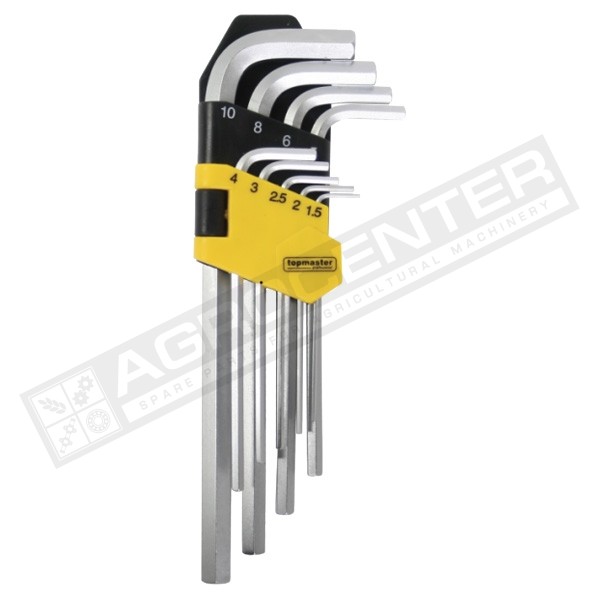 Набір Г-подібних ключів шестигранних 1,5-10mm 9шт CR-V TopMaster (390117) - 1