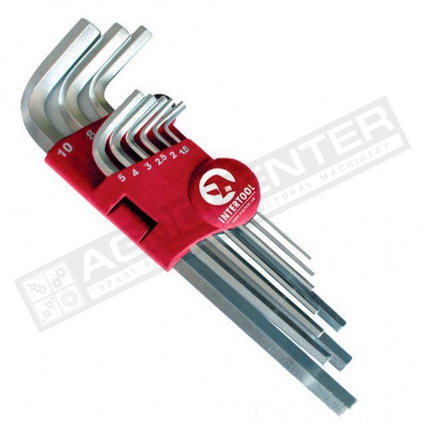Set of L-shaped hexagonal elongated keys 9 pcs. INTERTOOL (HT-0602)
