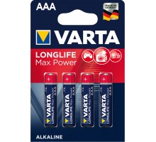 Батарейка лужна-червона MT/LL MP 4 AAA мініпальчик MAX/Longlife MAX Power блістер 4шт VARTA
