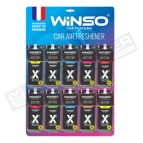 Освіжувач повітря WINSO X Active, целюлозний ароматизатор дистлей MIX - 1
