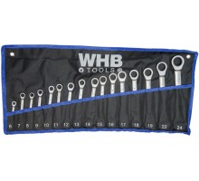 Набір ключів ріжково-накидних з тріскачкою 16шт (6-19+22+24 mm), WHB (4400-16)