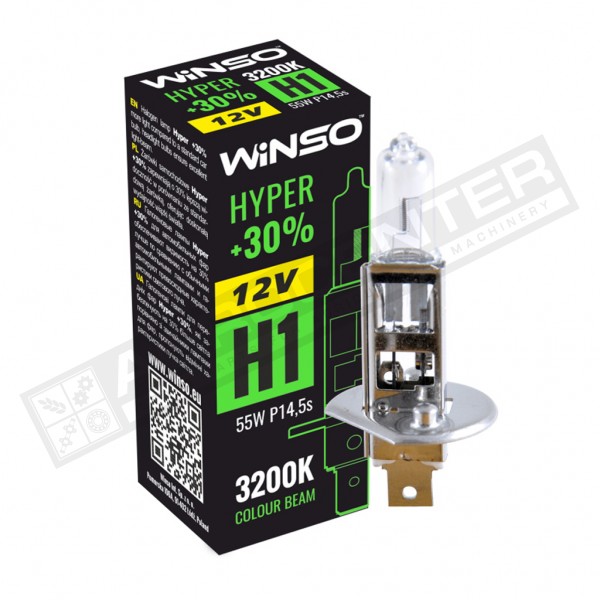 Car lamp H1 12V HALOGEN HYPER+30% 55W P14 5s WINSO (712100) - 1
