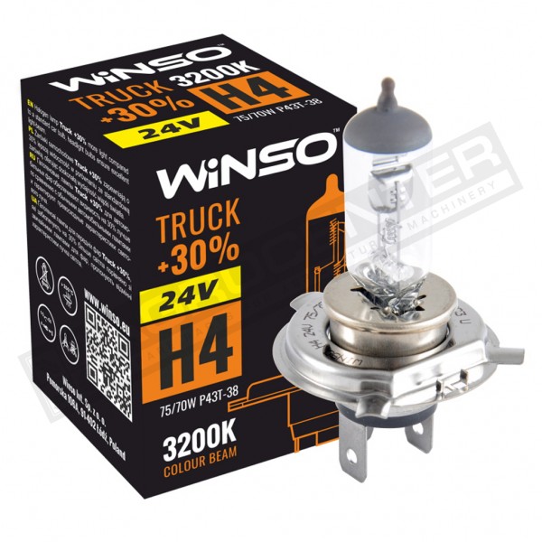Автолампа H4 24V 75/70W HALOGEN TRUCK+30% P43t-38 WINSO - 1