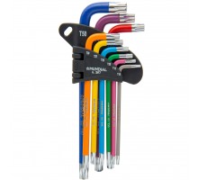 Набір Г-подібних ключів TORX T10-T50 ( 9шт ) кольорових Cr-V Mundial Італія (0367.090)