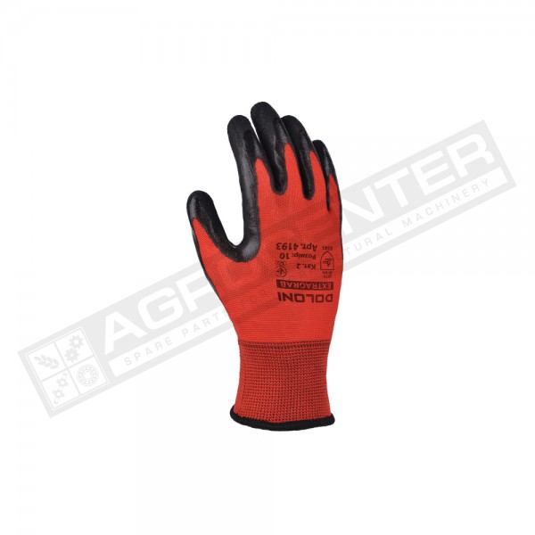 Knitted gloves EXTRAGRAB red with latex coating, incomplete dousing, size 10 (4193) Doloni - 1