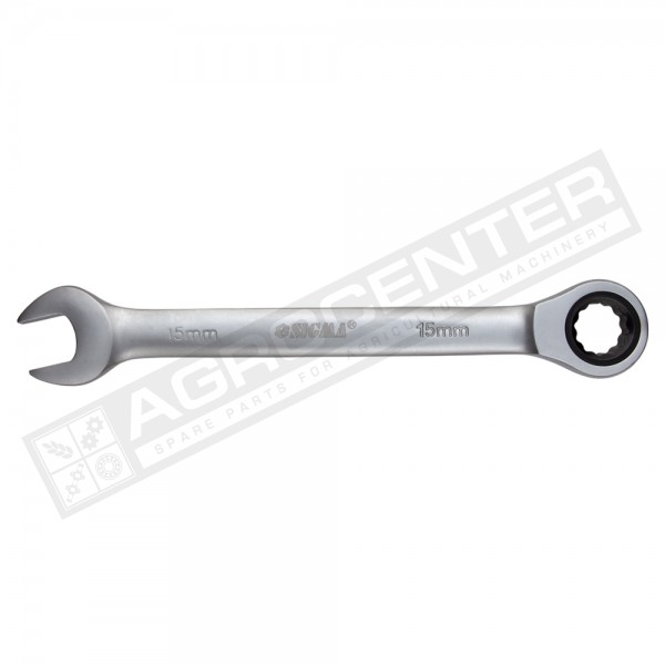 Open-end wrench with ratchet 15mm Cr-V satine (6022151) - 1