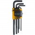 Set of inch hex key 1/16 - 3/8" (9pcs) elongated, with a ball, Beargrip - 1