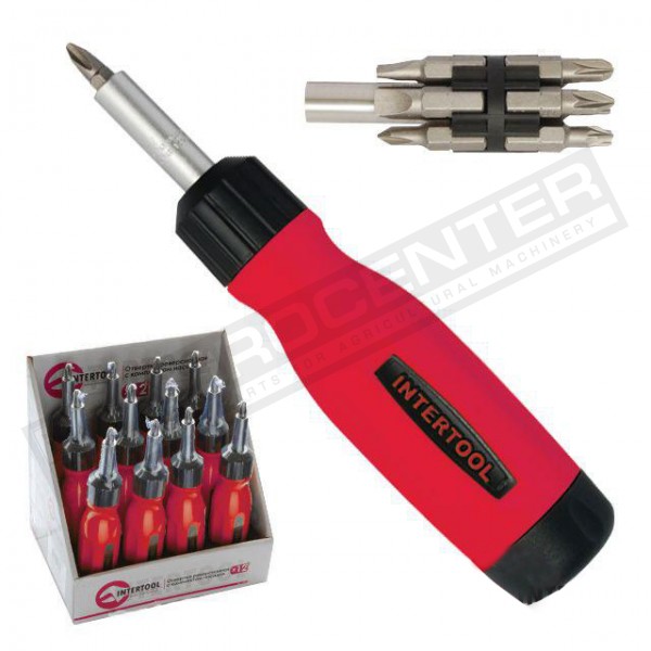 Screwdriver from Prof. set of nozzles 12 pcs INTERTOOL (VT-1003)
