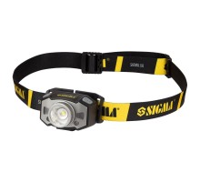 LED фонарь налобный аккумуляторный 300Лм 1200мАч с сенсором и фокусировкой Sigma (5390251)