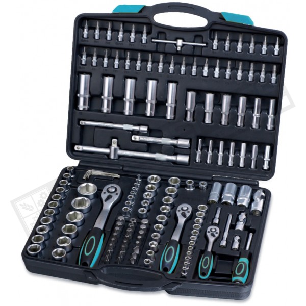 Socket Set 1/4", 3/8", 1/2" (4-32mm),Cr-V, 150 pcs BERG (52-120) - 1