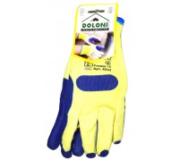 Knitted gloves with latex coating, double coated, blue, size 10 (4502)