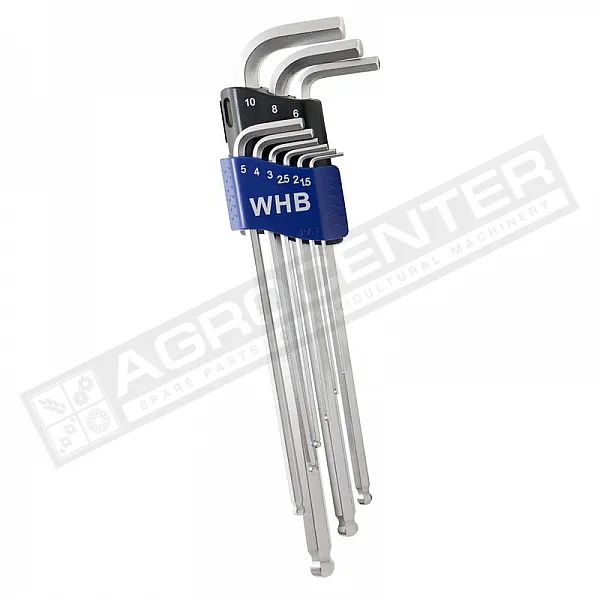 Set of L-shaped hex keys 1,5-10mm ( 9pcs ) extra long WHB Німеччина (3602) - 1