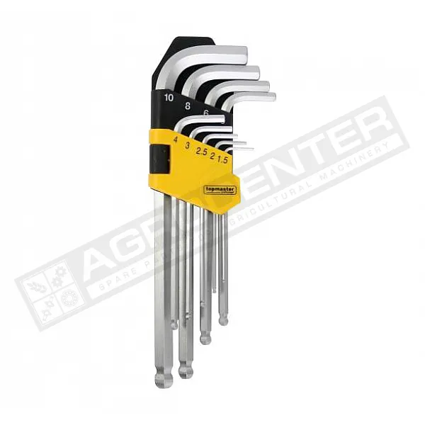 Set of L-shaped hex keys 1,5-10mm 9pcs Extra Long CR-V TopMaster (390121) - 1