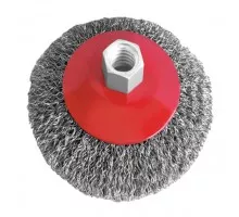 Щітка конусна 115мм, для УШМ, М14 ( витий дріт ) INTERTOOL (BT-5115)
