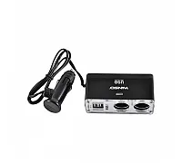 Разветвитель гнезда прикуривателя с предохранителем, 2в1+2USB, 12V+USB 5V WINSO (200110)