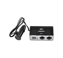 Разветвитель гнезда прикуривателя с предохранителем, 2в1+2USB, 12V+USB 5V WINSO (200110)