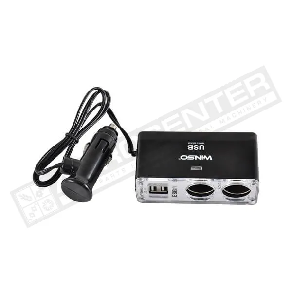 Разветвитель гнезда прикуривателя с предохранителем, 2в1+2USB, 12V+USB 5V WINSO (200110) - 1