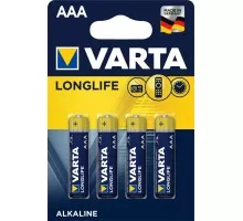Батарейка щелочная Gold LLX 4 AAA U-4 минипальчик Longlife BLI4 Alkaline блистер 4шт VARTA