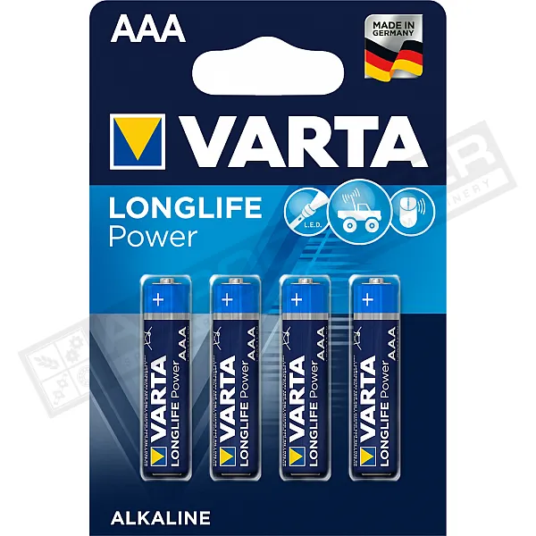 Батарейка щелочная синяя HE 4 AAA минипальчик HIGHT ENERGY/Longlife Powe блистер 4шт VARTA - 1