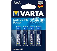 Батарейка лужна-синя HE 4 AAA мініпальчик HIGHT ENERGY/Longlife Powe блістер 4шт VARTA