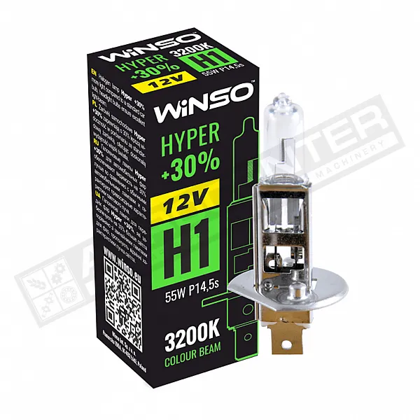 Автолампа H1 12V HALOGEN HYPER+30% 55W P14 5s WINSO (712100) - 1