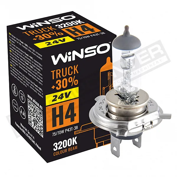 Car lamp H4 24V 75/70W HALOGEN TRUCK+30% P43t-38 WINSO - 1