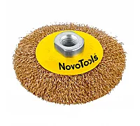 Щітка дротяна дискова конусоподібна Novo Tools, латунна 125мм (10-527)