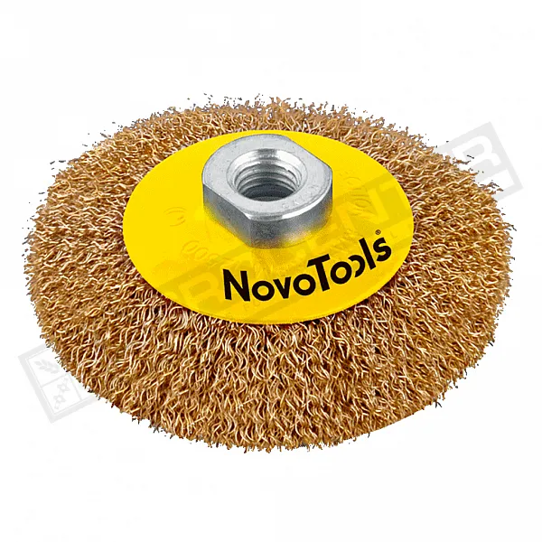 Щітка дротяна дискова конусоподібна Novo Tools, латунна 125мм (10-527) - 1
