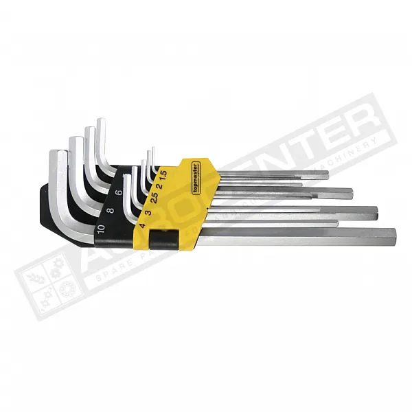 Набор Г-образных шестигранных ключей 1,5-10mm 9шт Extra long CR-V TopMaster (390118) - 1