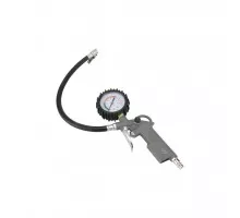 Gun for inflating tires with a pressure gauge