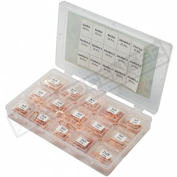 Набір шайб ущільнюючих мідних DIN 7603 BOX 15 ( 227054 ) 250шт GUFERO - 1