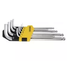 390119 Set of short L-shaped hexagon keys with a ball 1.5-10 mm 9 pcs. Cr-V TopMaster