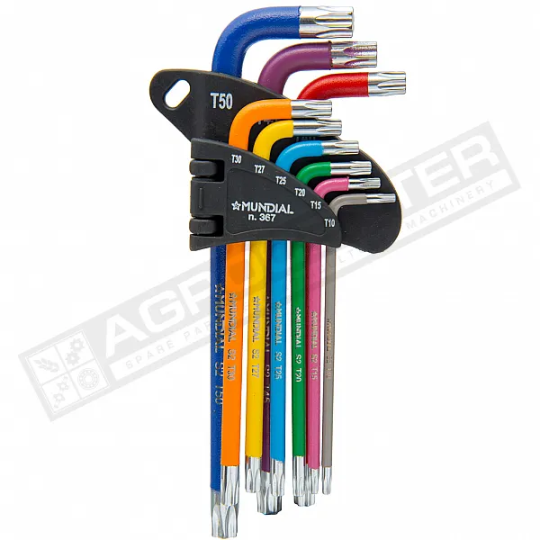 Набор Г-образных ключей TORX T10-T50 ( 9шт ) цветных Cr-V Mundial Италия (0367.090) - 1