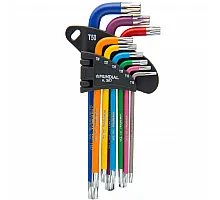 Set of L-shaped keys TORX T10-T50 ( 9 pcs ) colored Cr-V Mundial Italy (0367.090)