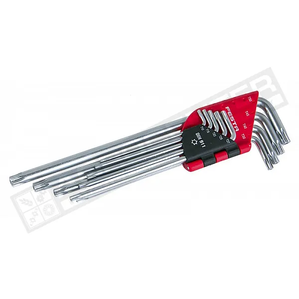 Набір Г-подібних ключів TORX T10-T50 ( 9шт ) Extra Long CrV FESTA - 1