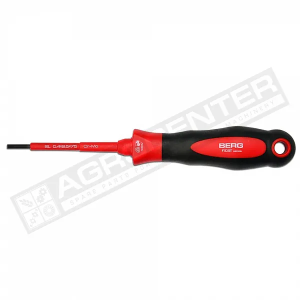 Dielectric screwdriver "-"  Cr-Mo, SL2,5*75mm "Fest", Berg (46-335) - 1