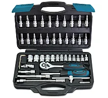 Набор головок и насадок с трещоткой 1/4" (4-14мм), Cr-V, 45 предметов BERG (52-106)