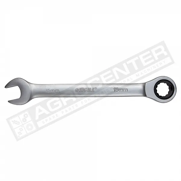 Open-end wrench with ratchet 15mm Cr-V satine (6022151) - 1