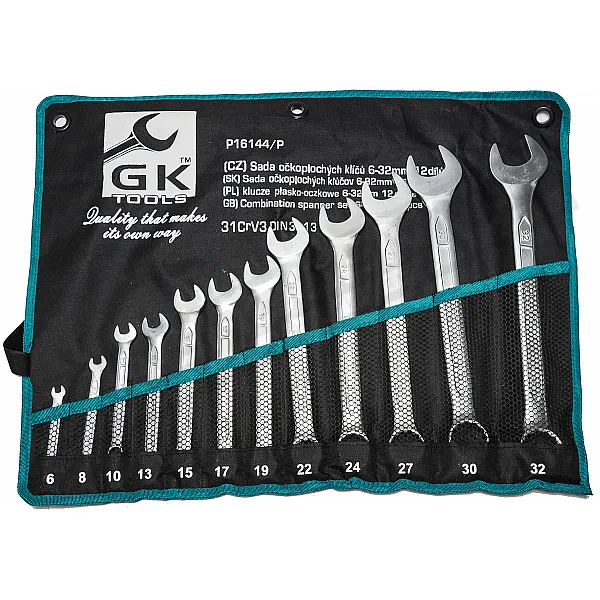 Combination Wrench in a cloth cover DIN3113 6-32mm (12pcs), 15° CrV GK (P16144/P) - 1