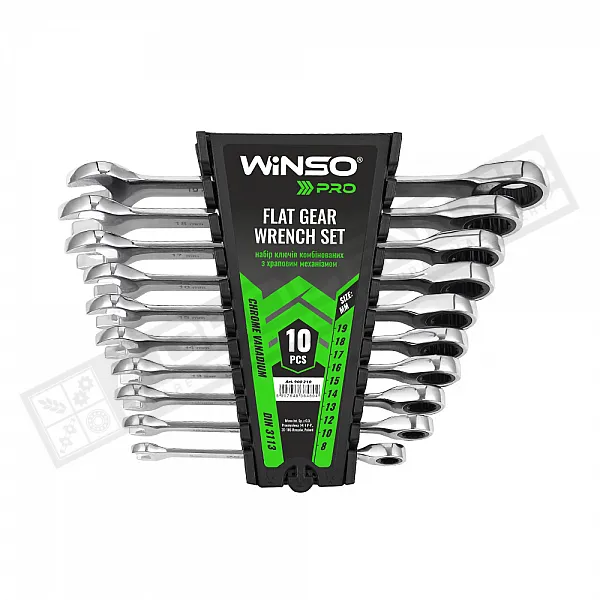 Набір ключів комбінованих WINSO PRO з тріскачкою CR-V, 10шт (8-19mm) 900210 - 1