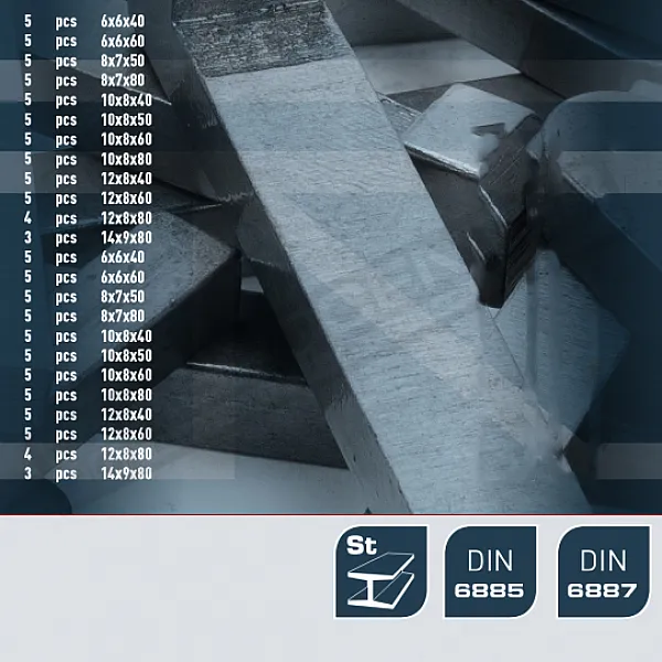 Набор шпонок 114шт DIN6885 и DIN6887 (SE6887) - 1