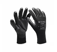 Protective gloves Black PU, polyester, polyurethane coating, pair of 10 RED LINE WURTH (0899402410)