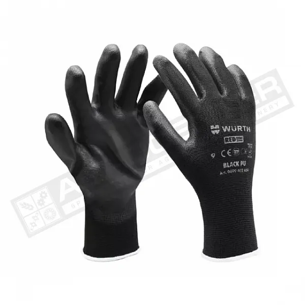 Рукавиці захисні Black PU, поліестер, покриття поліуретан, пара р.10 RED LINE WURTH (0899402410) - 1