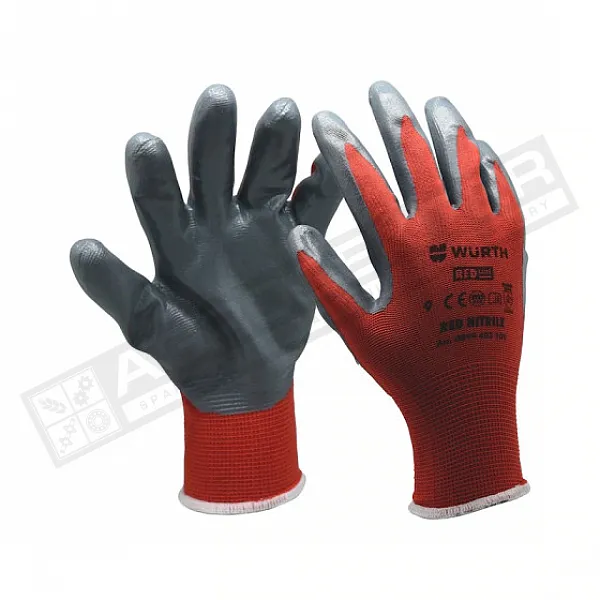 Перчатки защитные RED NITRILE, полиэстер, покрытие нитрил, пара р.10 RED LINE WURTH (0899403110) - 1