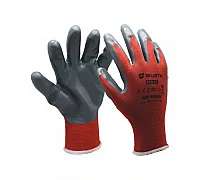 Protective gloves RED NITRILE, polyester, nitrile coating, pair of 10 RED LINE WURTH (0899403110)